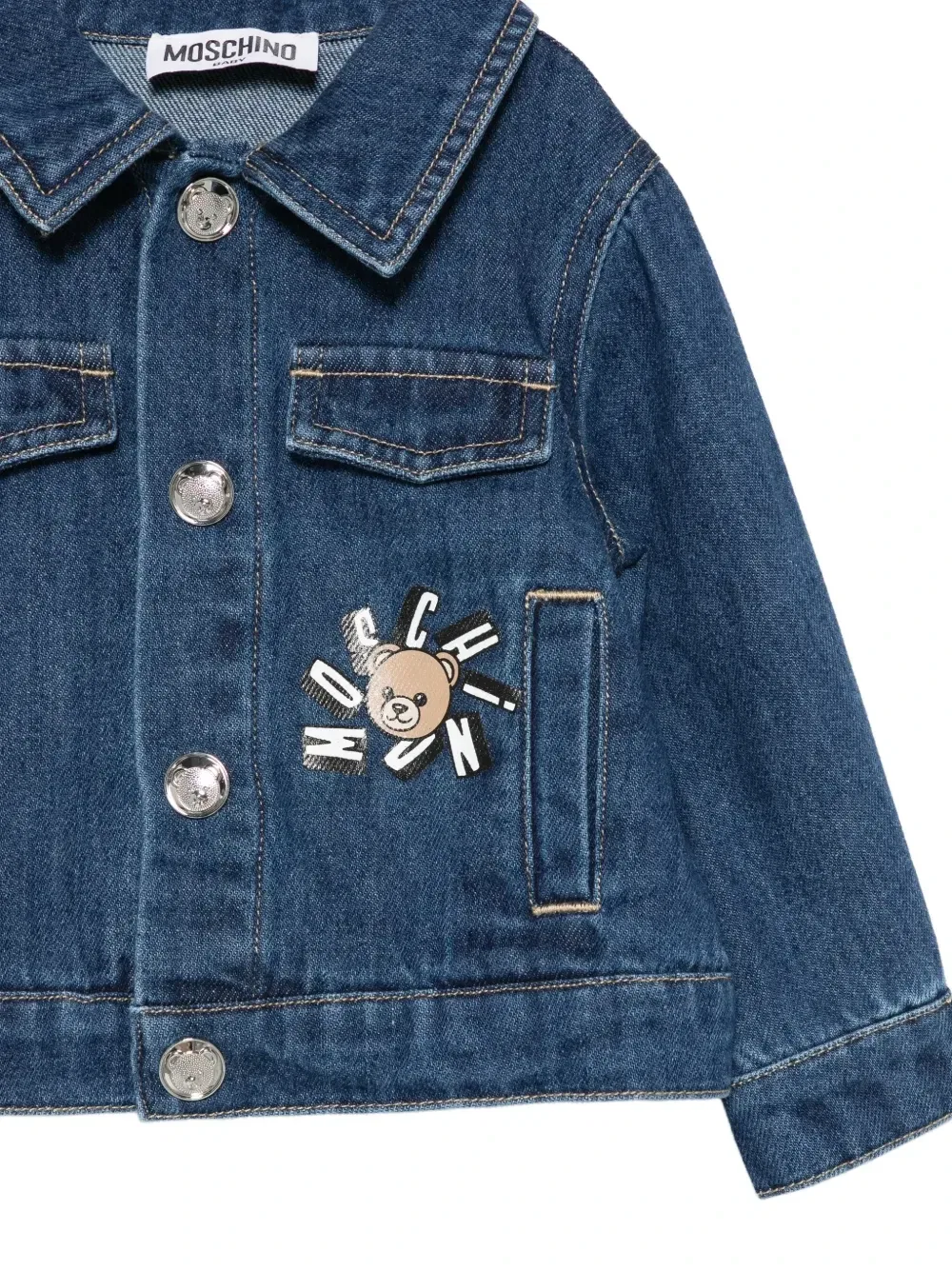 Джинсовая куртка на пуговицах Moschino Kids, синий — фото 3