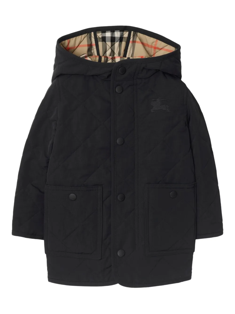 

Стеганая куртка с капюшоном BURBERRY KIDS, черный