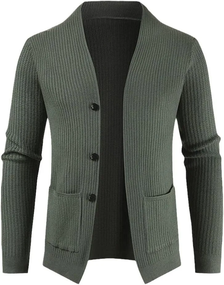 

Кардиган мужской осенне-зимний Single-Breated вязаный Plus Size KEHAIOO