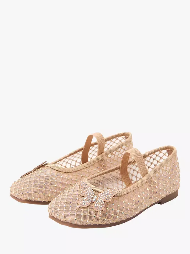 Детские балетки из сетчатой ткани с бриллиантами, золотистые Angels by Accessorize — фото 2