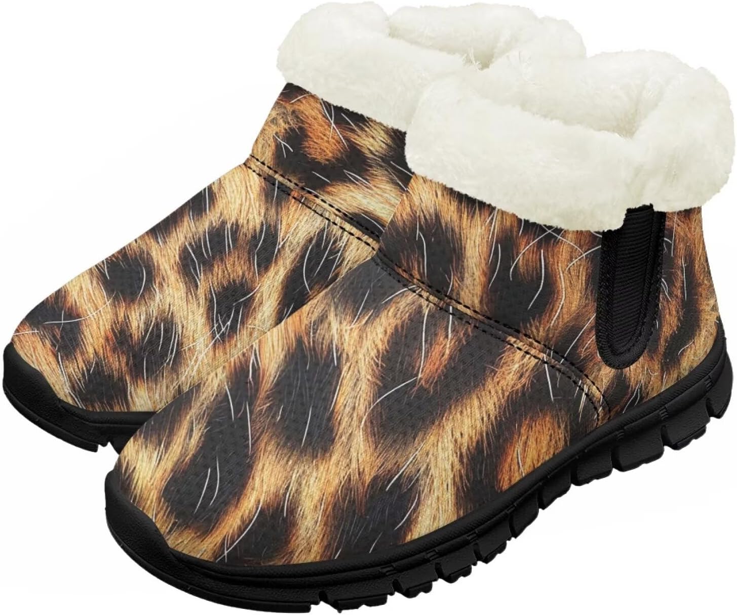 

Детские водонепроницаемые зимние ботинки для снега - теплые, с меховой подкладкой для мальчиков и девочек (малыши/маленькие дети/старшие дети), черная подошва Pzuqiu, Leopard7