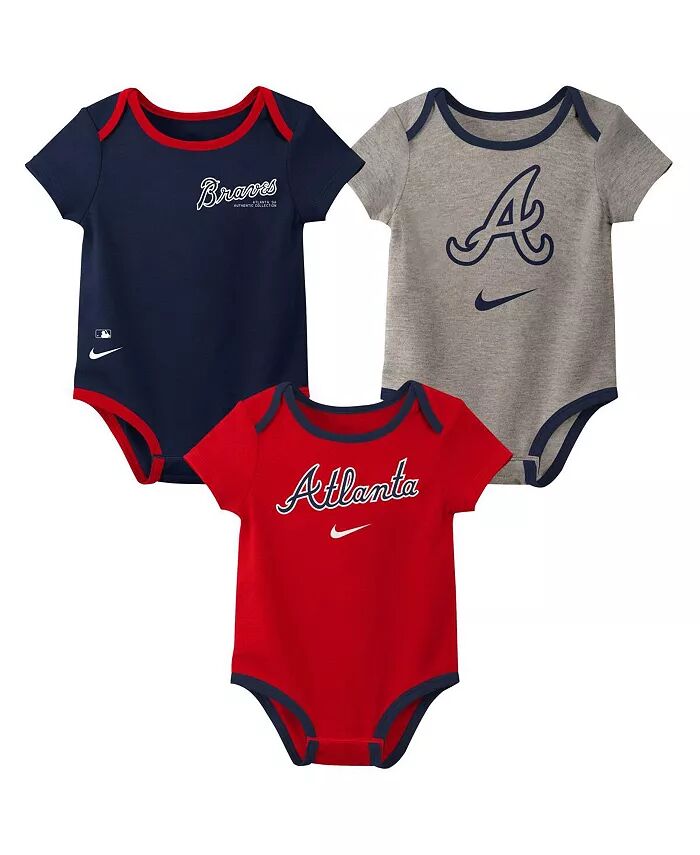 

Комплект из трех боди для мальчиков и девочек Atlanta Braves Authentic Collection Nike