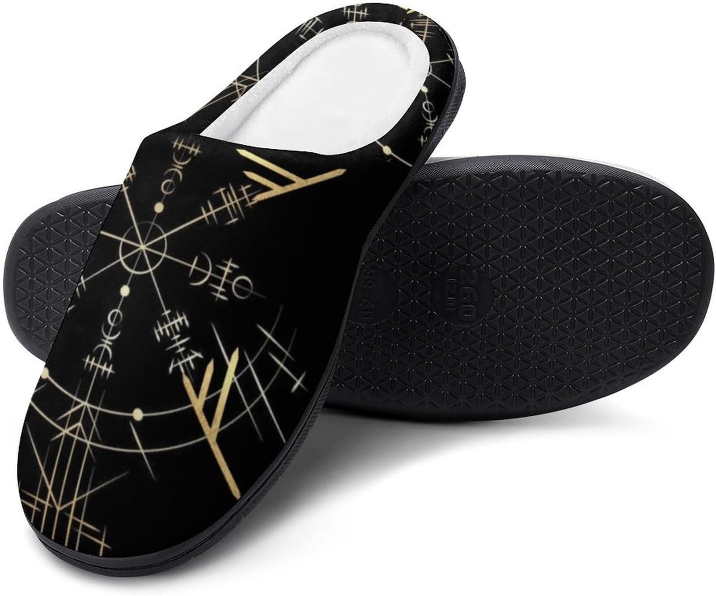 

Мужские теплые пушистые домашние тапочки из хлопка с закрытым носком и резиновой подошвой, выполненные в скандинавском стиле, с интересным рисунком молота Тора Yxhzyhy, Helm of Awe