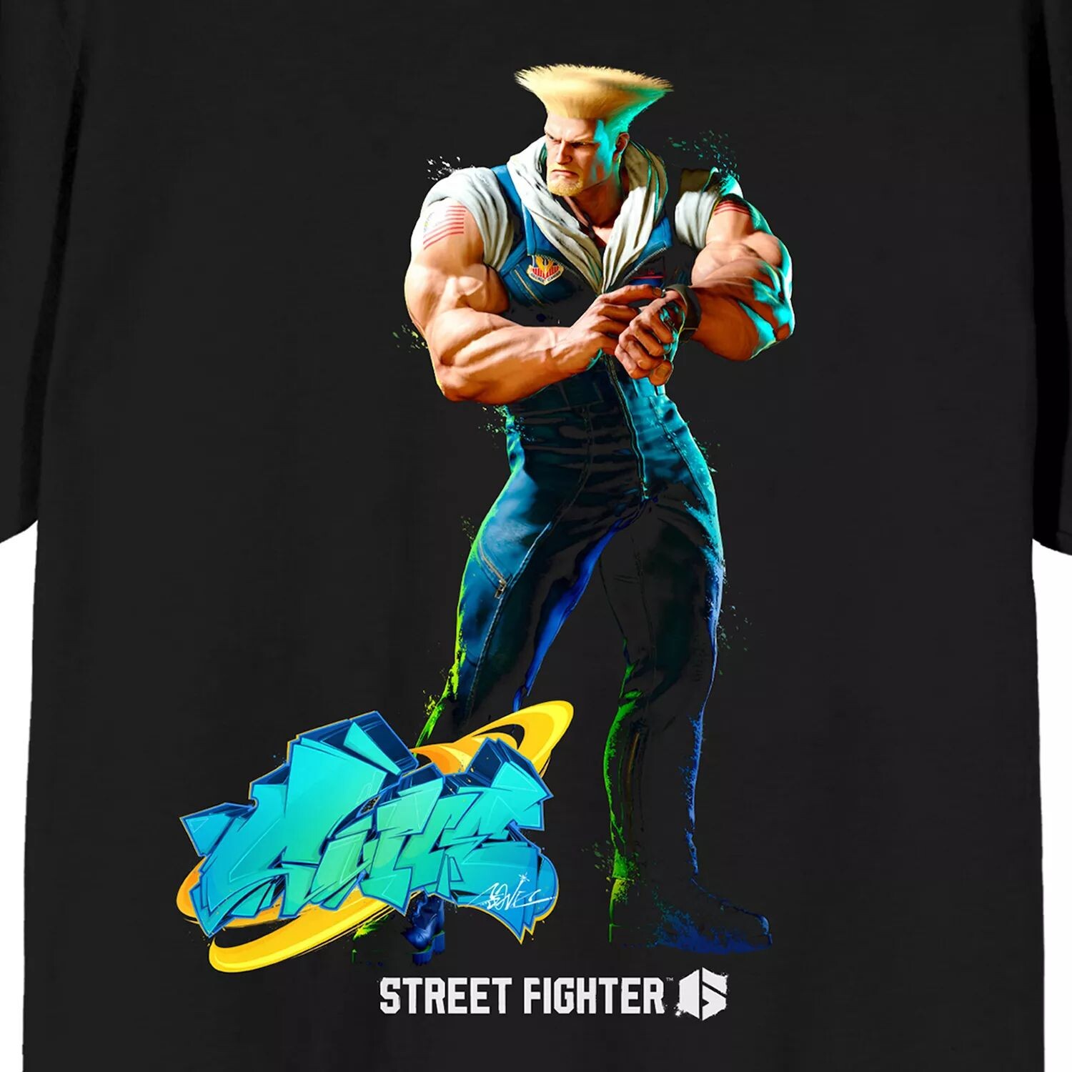 

Мужская футболка Street Fighter VI Guile с графическим рисунком Licensed Character