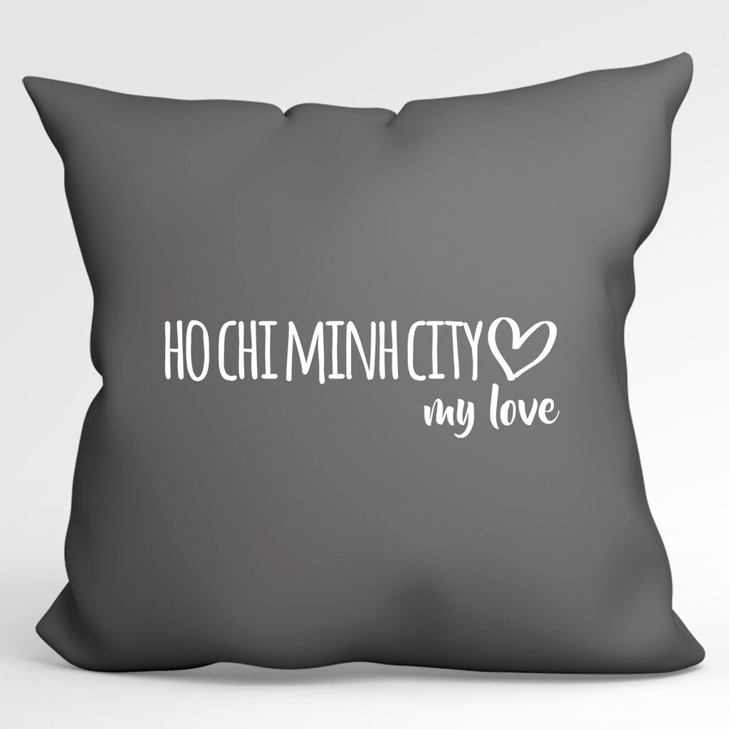 

Huuraa Pillow Ho Chi Minh City my love декоративная подушка с наполнителем размер 40х40см Серый стальной для всех любителей Хошимина, идея подарка из Вьетнама для друзей и семьи Hellweg Druckerei