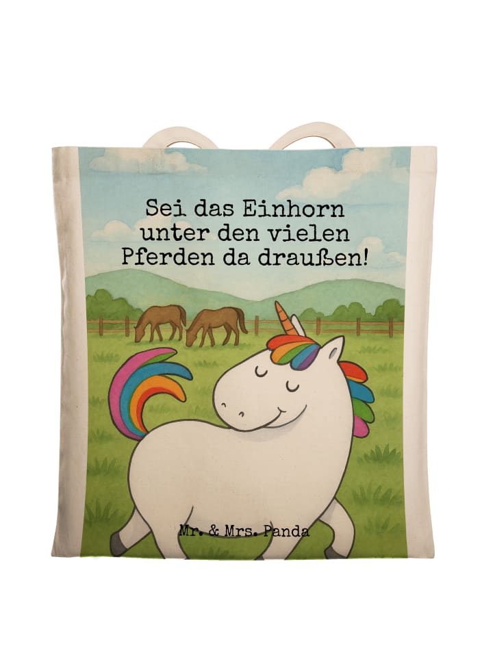 

Mr. & Mrs. Panda Прогулочная сумка с изображением единорога и надписью, белого цвета