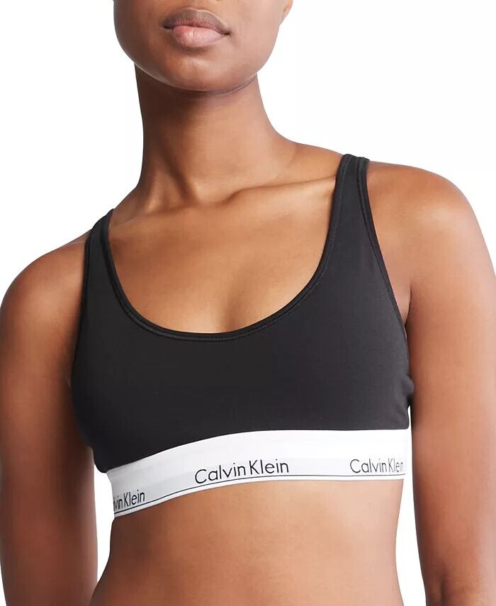 

Calvin Klein Женский современный хлопковый бюстгальтер без косточек на легкой подкладке QF7586, черный