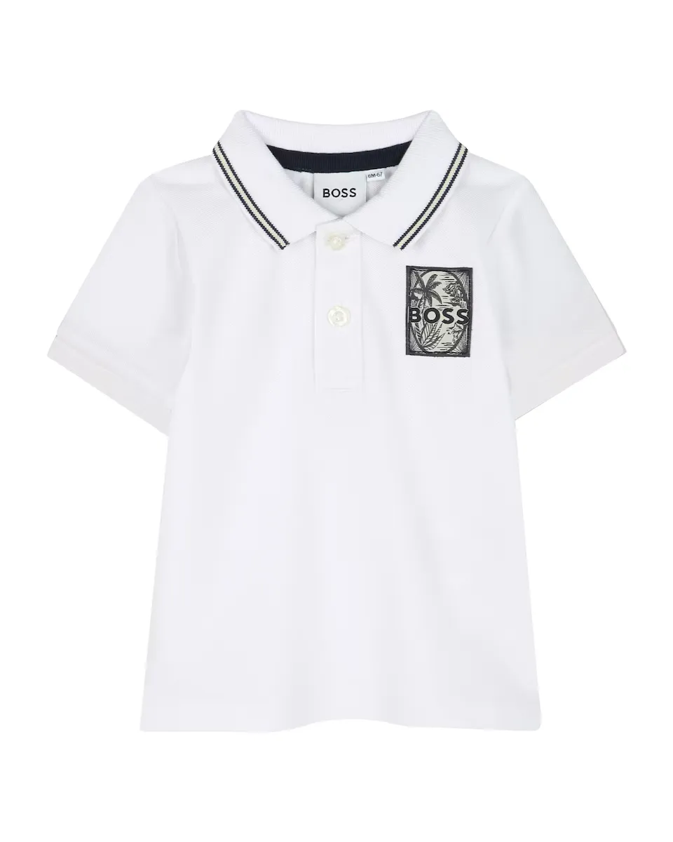 

Белая рубашка поло для мальчика с короткими рукавами BOSS Kidswear, белый