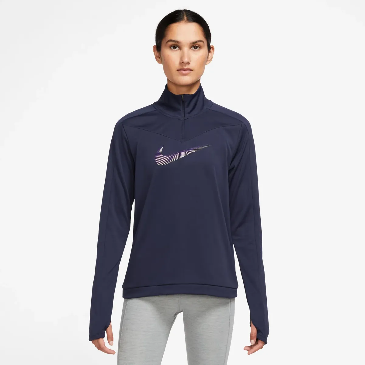 

Футболка для бега Nike "DRI-FIT SWOOSH WOMEN'S 1/-ZIP RUNNING TOP", фиолетовый