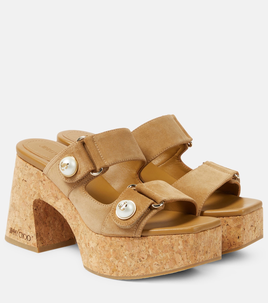Замшевые мюли Fayence 95 на платформе Jimmy Choo, Rattan