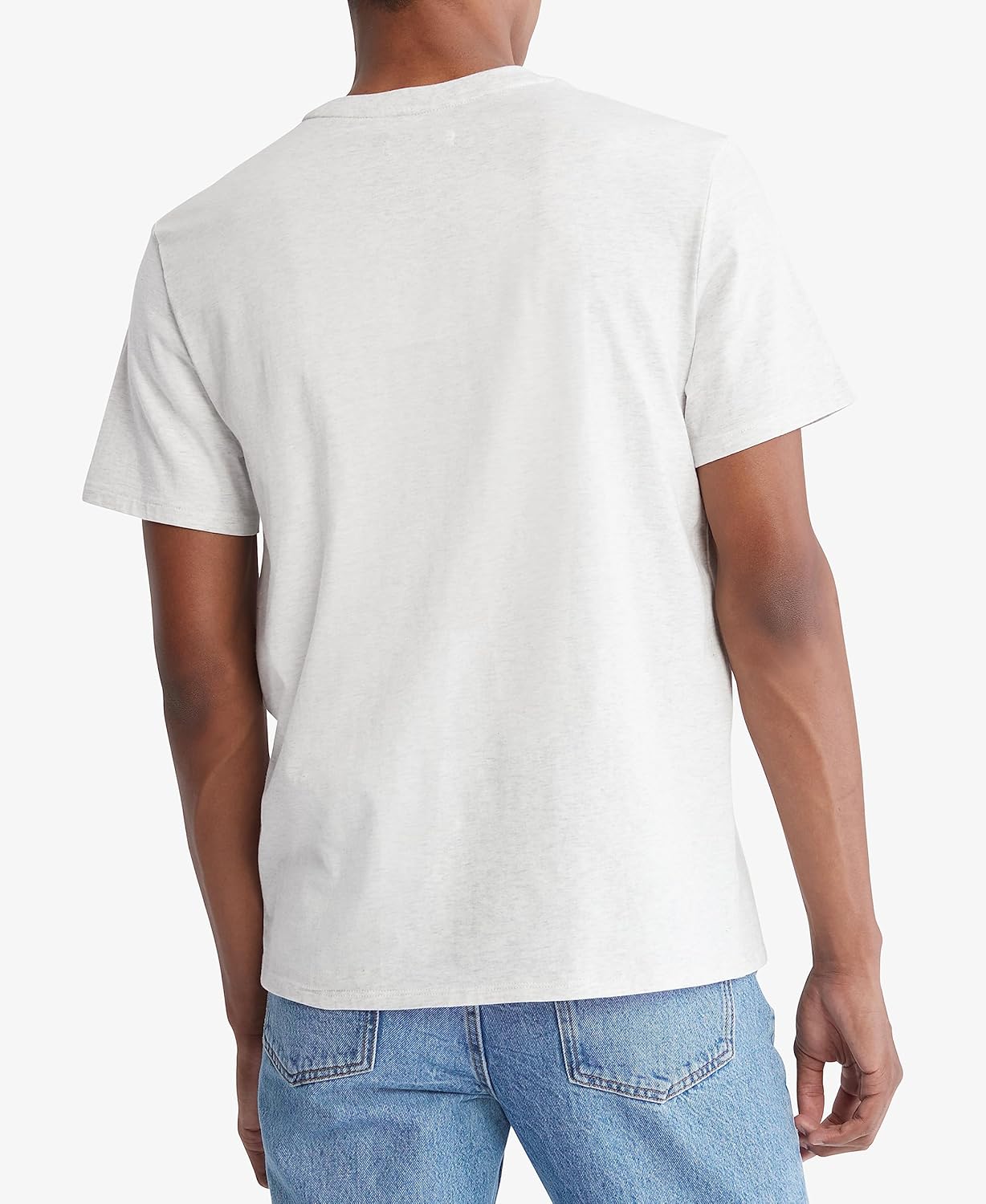 Мужская футболка Calvin Klein из гладкого хлопка с круглым вырезом, Light Grey Heather — фото 2