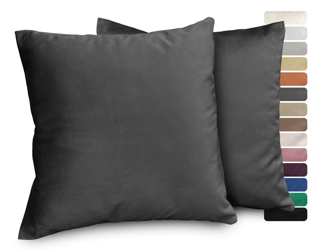 

BEAUTEX Бархатные чехлы для подушек, набор из 2 шт., чехлы премиум-класса, диванные и декоративные подушки, размер и цвет на выбор (40 x 40 см, антрацит)