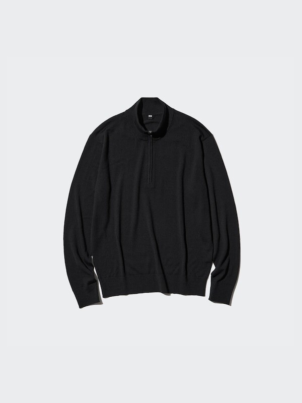 

Джемпер из мериноса на молнии наполовину Uniqlo, черный