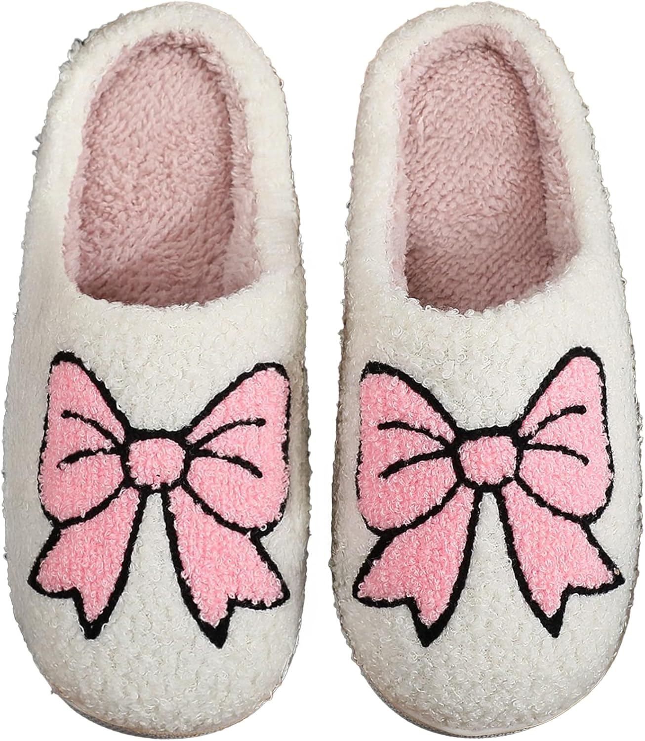 

Домашние тапочки на Хэллоуин и Рождество в клетку для женщин и мужчин, мягкие уютные тапочки для дома, с флисовой подкладкой, теплые и пушистые, противоскользящие, зимние, удобные и мягкие, с шерстяной подкладкой Afellicy, Bowknot