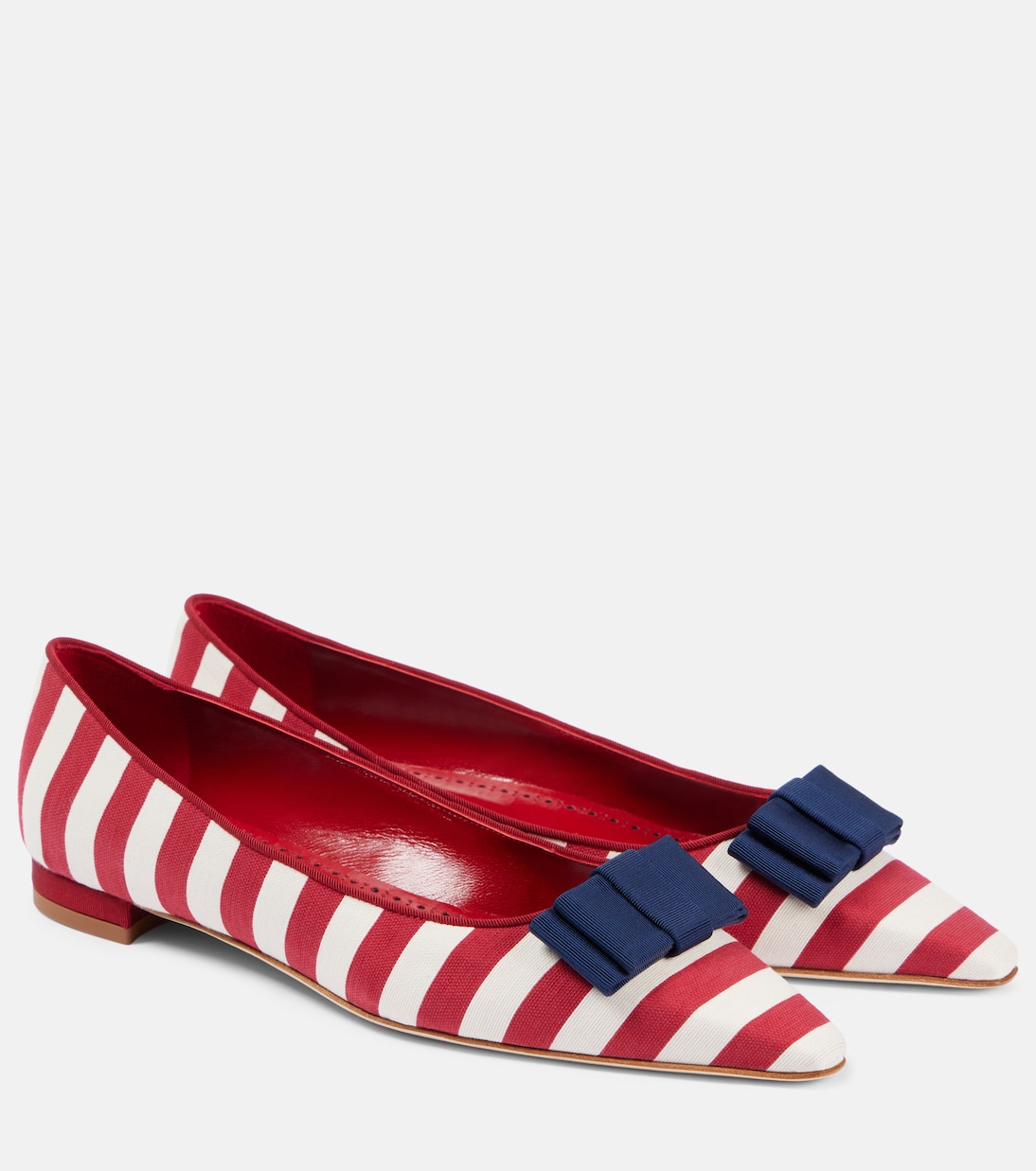 Балетки Reador с бантиком в полоску Manolo Blahnik, 970I Ywov/4101 Navy