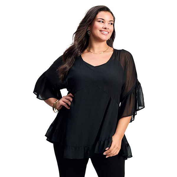 

Блузка Harlow с рюшами для женщин plus size Avenue, Black