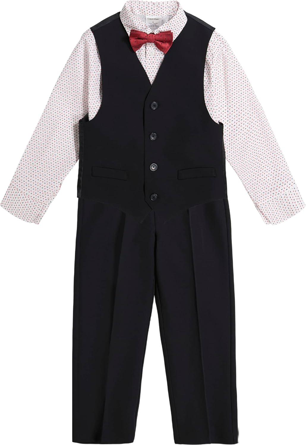 

Костюм для мальчиков Calvin Klein из 4 предметов: жилет, брюки, рубашка с воротником и галстук, Black/Red