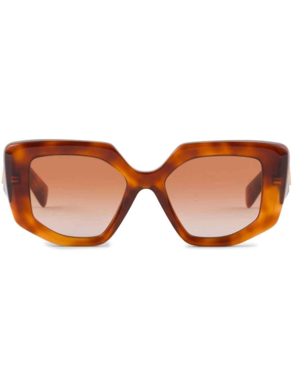 

Prada Eyewear солнцезащитные очки с эмалевым треугольным логотипом в большой оправе, коричневый