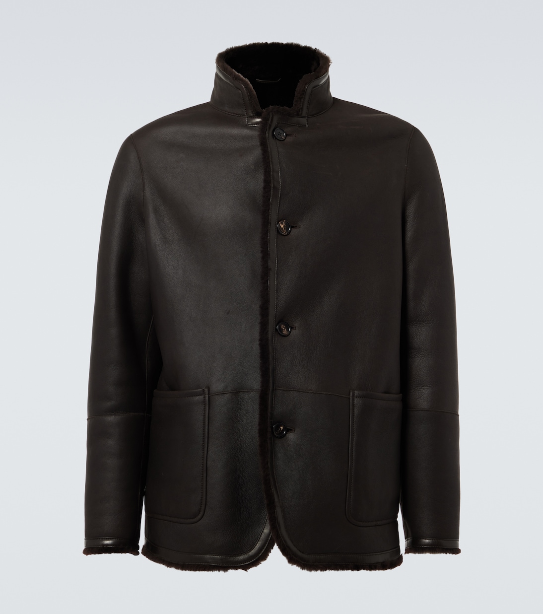 

Кожаная куртка с подкладкой из овчины Loro Piana, Ebony Melange
