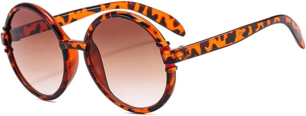 

Модные солнцезащитные очки большого размера с круглой оправой для женщин и мужчин, для активного отдыха и вождения, с защитой от УФ-излучения UV400 TVTBBVV, Leopard Tea