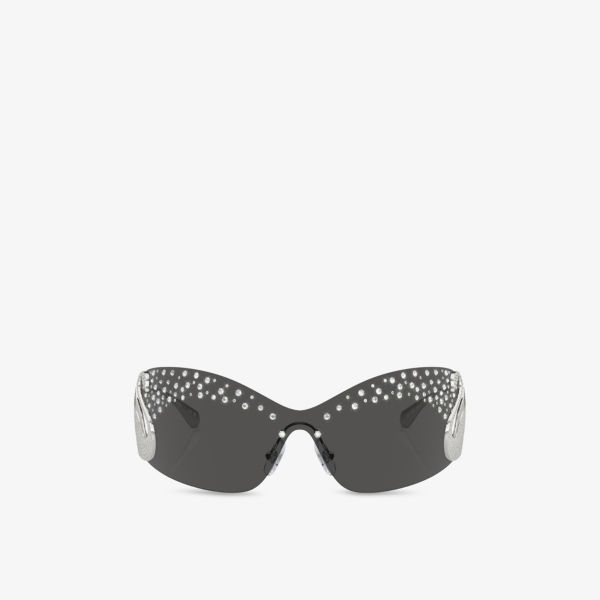 

Солнцезащитные очки Swarovski с асимметричной оправой металлические, серебряный