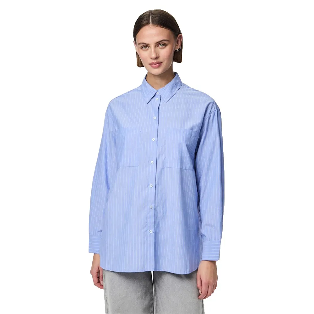 

Рубашка с длинным рукавом Pieces Melia Loose Fit, синий