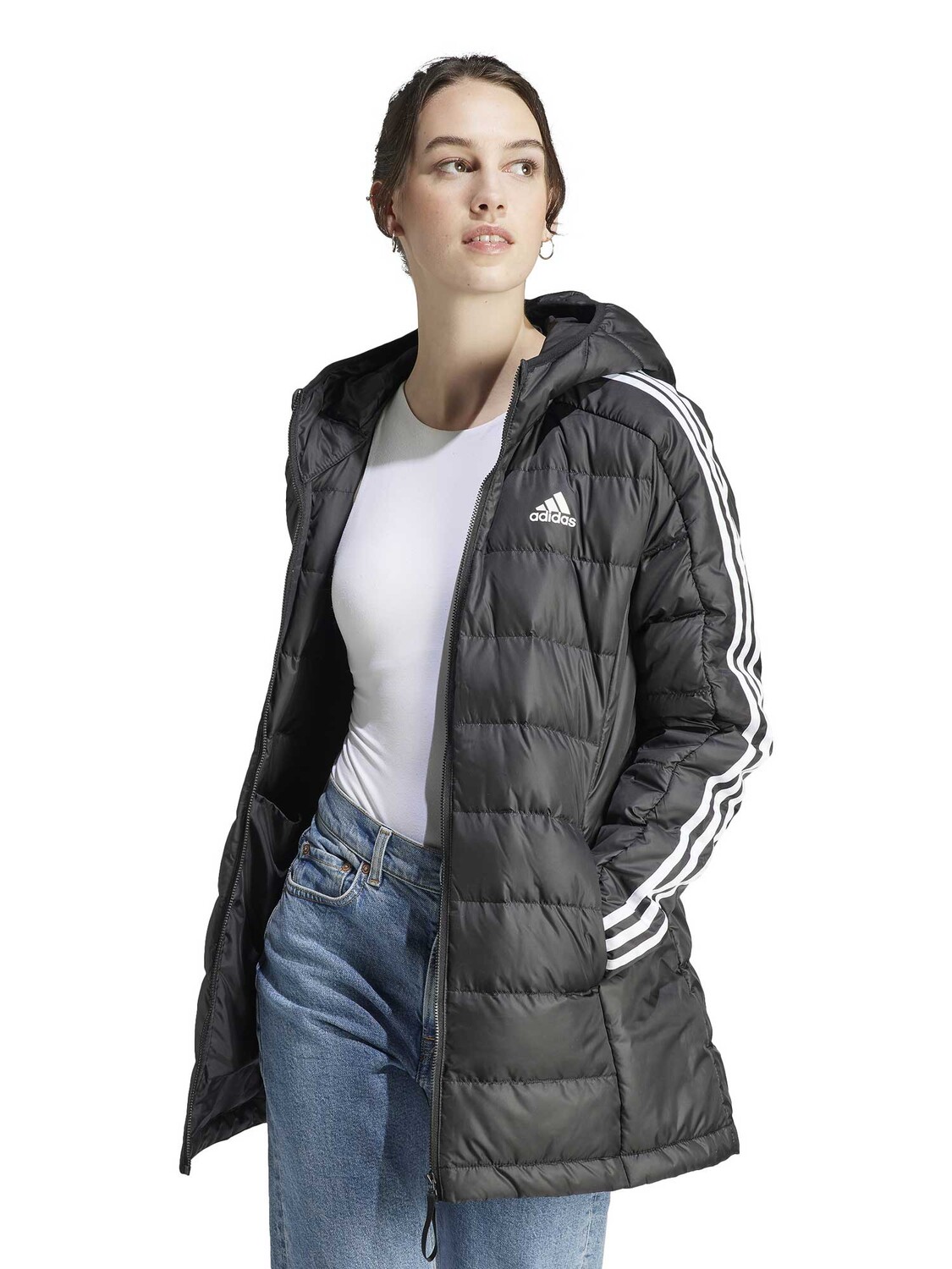 

Куртка Adidas Sportswear Essentials 3-Stripes Light Down Hooded Parka, черный