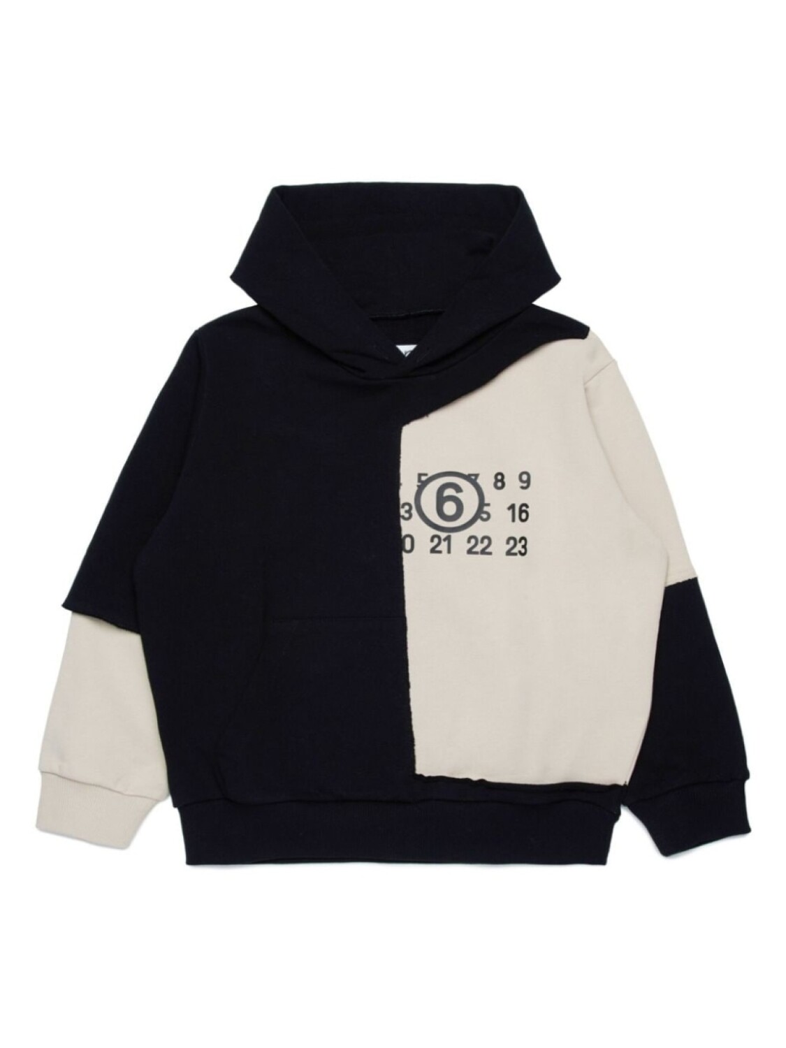

MM6 Maison Margiela Kids толстовка с капюшоном из хлопка с цветными блоками, черный