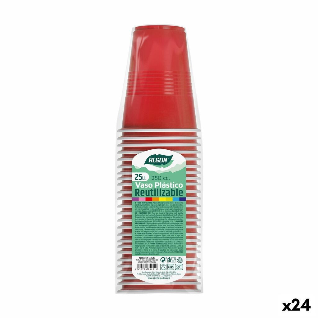 

Набор многоразовых стаканов Algon Red 24 шт. по 250 мл (25 шт.), красный