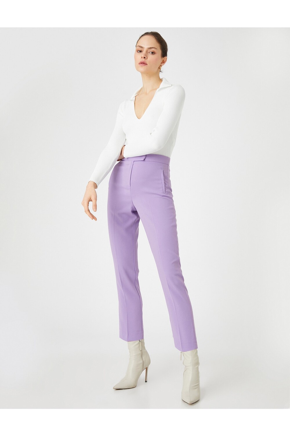 

Брюки из сигаретной ткани с карманами Koton, фиолетовый