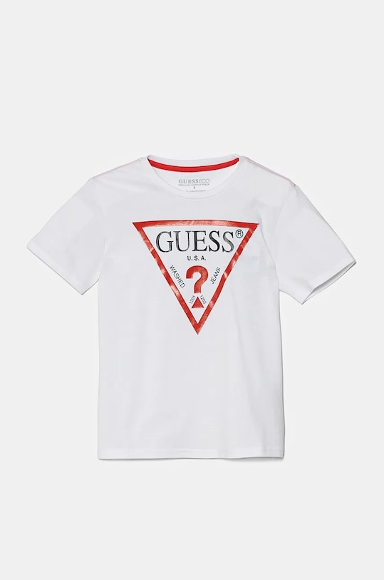 Детская хлопковая футболка Guess, белый — фото 2