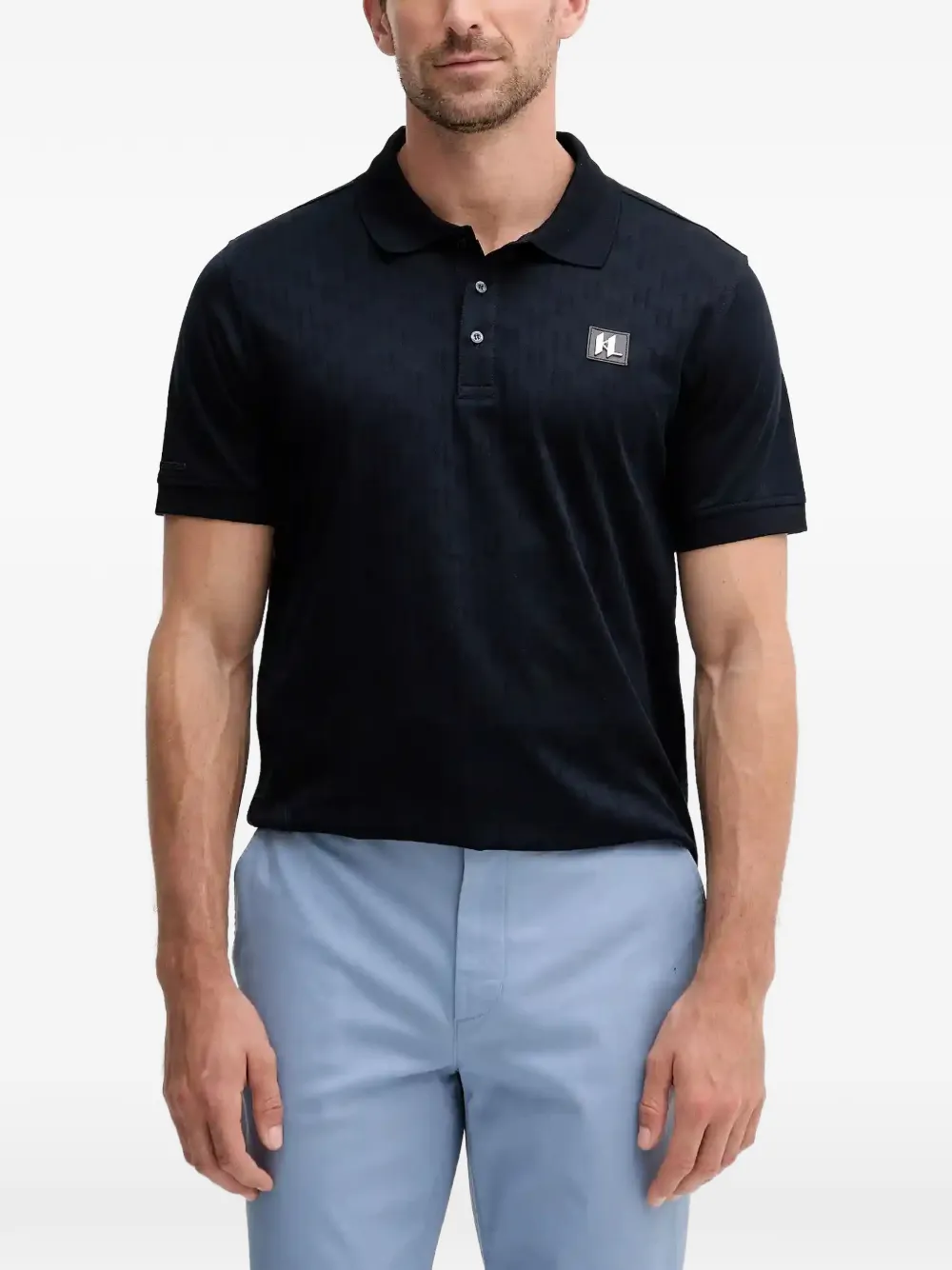 

Поло с нашивкой-логотипом Karl Lagerfeld, синий