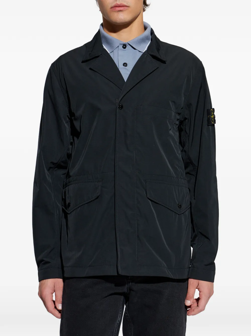 Рубашка-овершот с нашивкой-логотипом и накладными карманами Stone Island, черный — фото 3