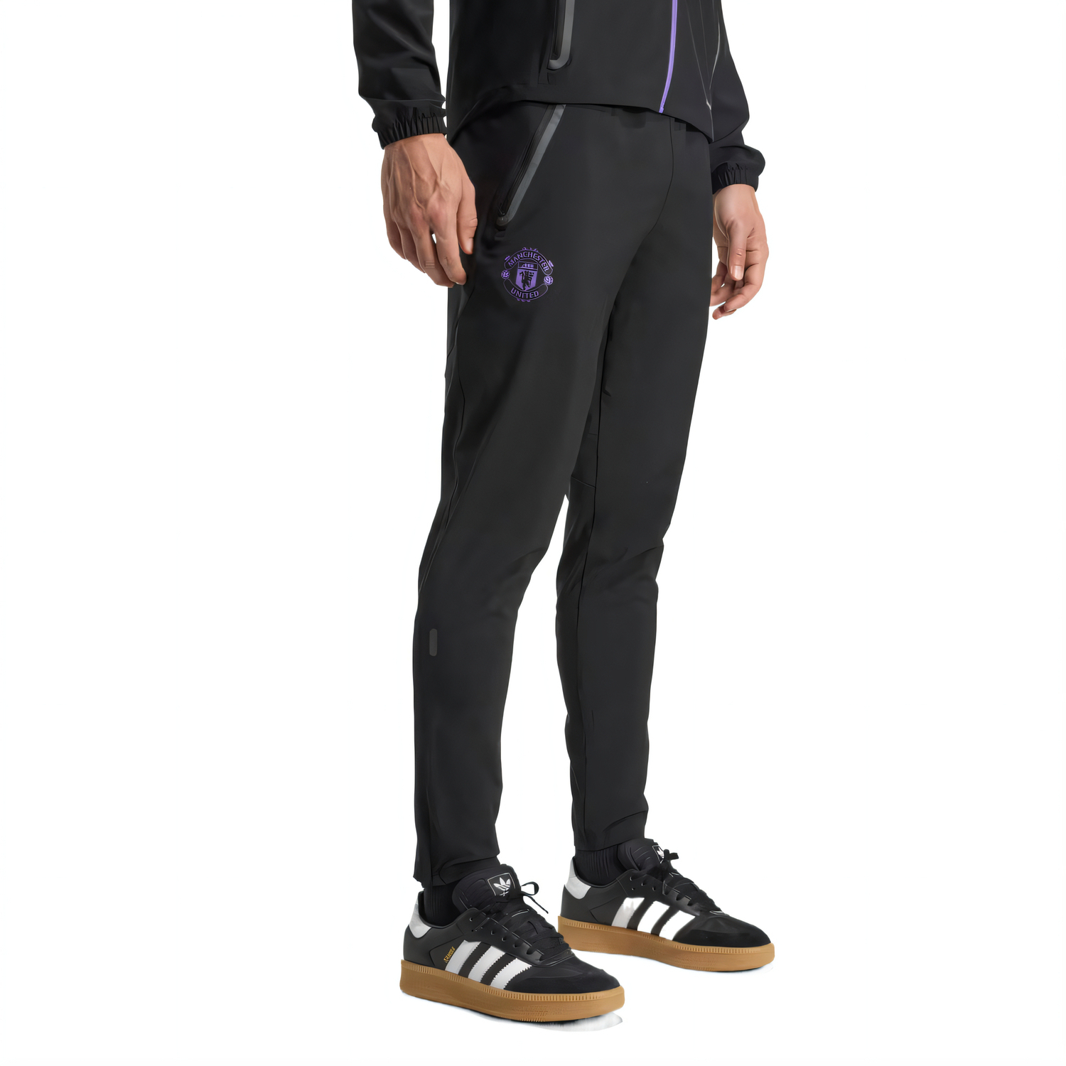 Манчестер юнайтед tiro 25 спортивные брюки Adidas, черный/фиолетовый — фото 4