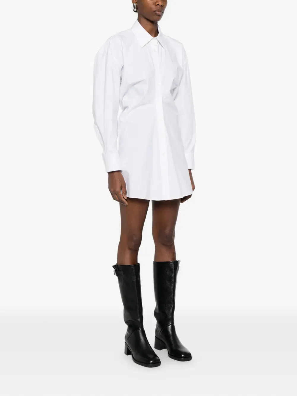 Мини-платье в стиле рубашки со сборками Alexander Wang, белый — фото 4