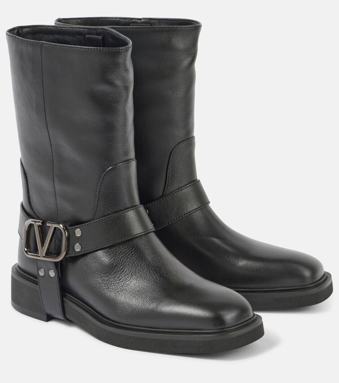 Кожаные байкерские ботинки VLogo Signature Valentino Garavani, черный