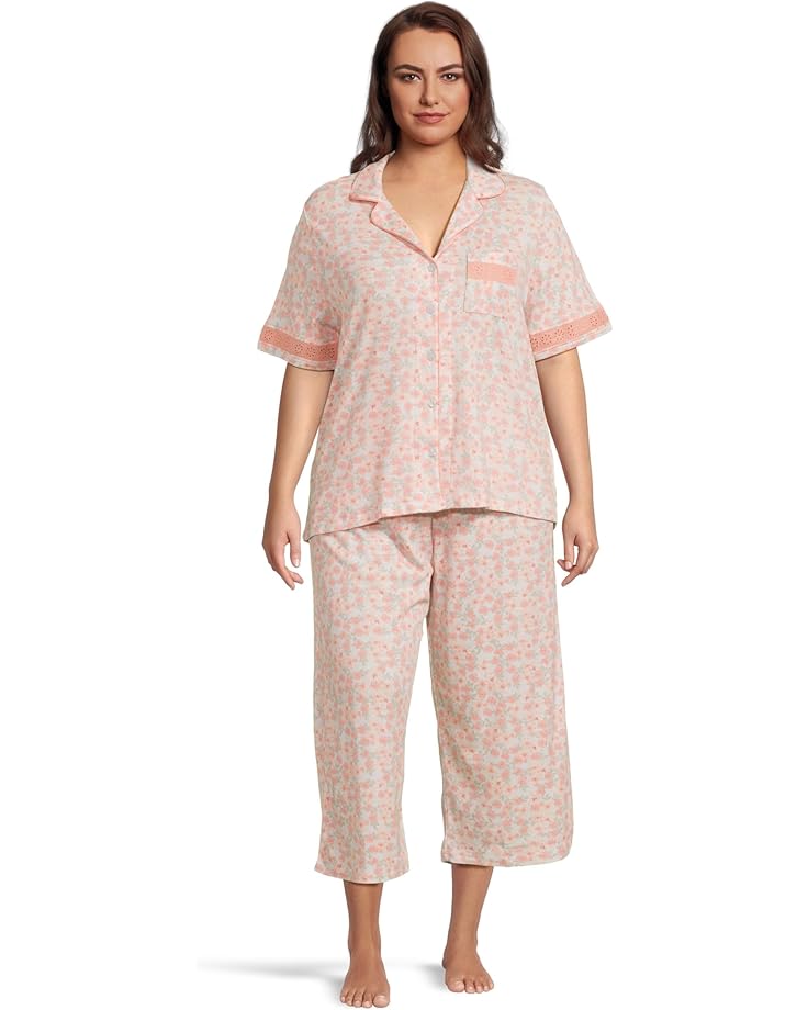 

Пижама Karen Neuburger Plus Size Notch Collar And Capri Pajama Set With Eyelet Inserts, цвет Castle Grounds Ditsy