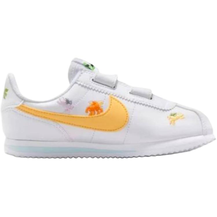 Nike Детские низкие кроссовки Cortez Basic SL из синтетической кожи, белые с красными вставками, для детей от 3 до 7 лет — фото 3