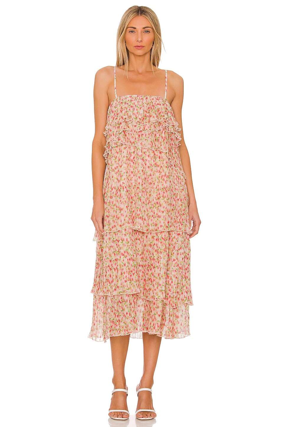 

Платье Something Navy Floral Pleated Tiered, цвет Cream Multi