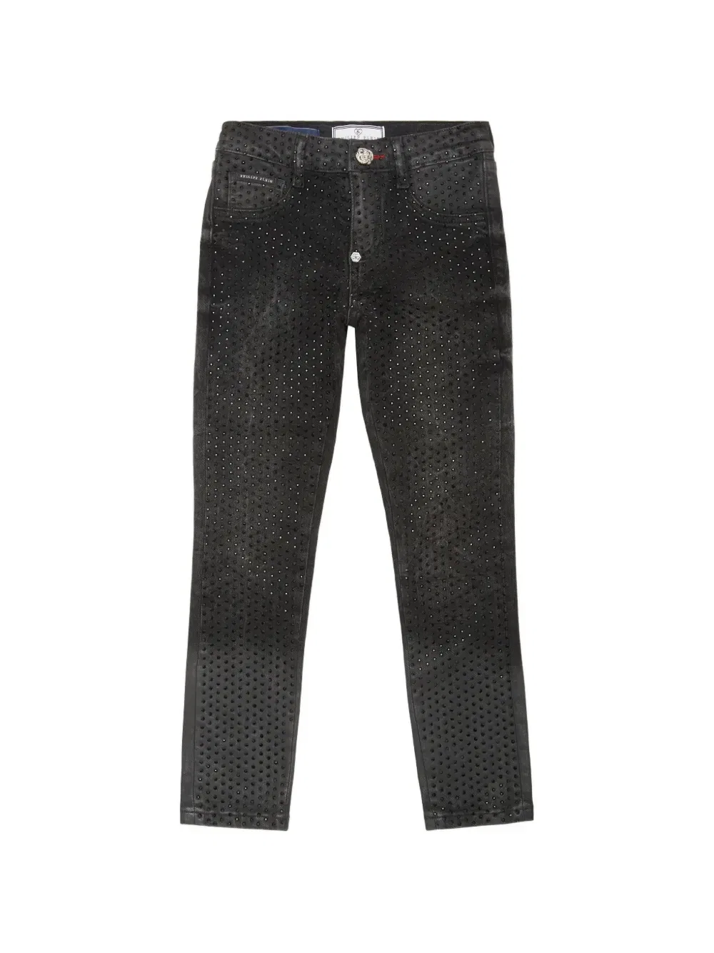 Джинсы со стразами Philipp Plein Junior, черный