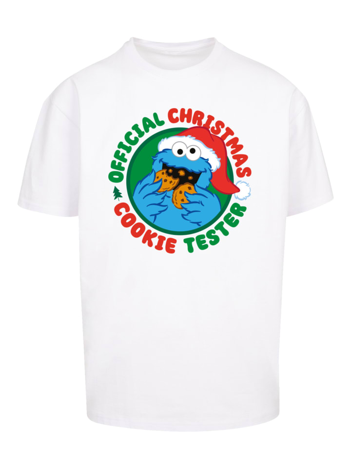 

Футболка F4NT4STIC Oversize T-Shirt Sesamstrasse Weihnachten Keks Tester, белый