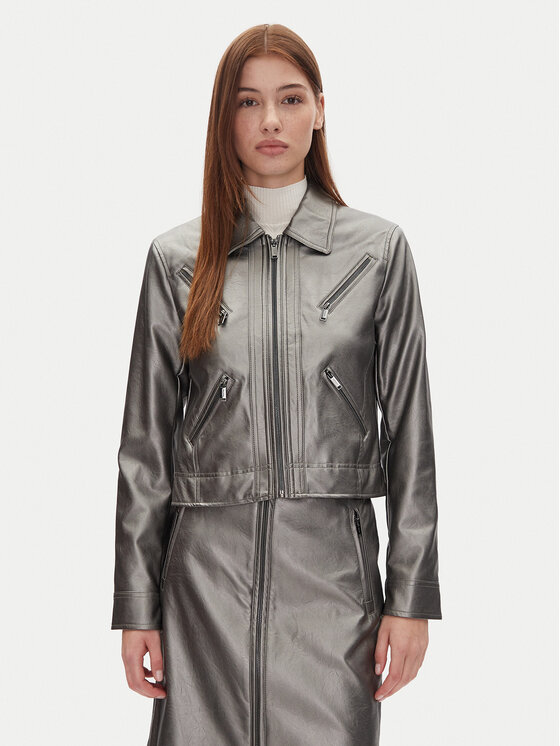 

Куртка из искусственной кожи прямого кроя P4JJ6XJA Dkny, серебряный