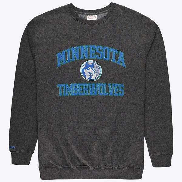 

Мужской свитшот Minnesota Timberwolves Hardwood Classics Big & Tall в цвете heather charcoal Mitchell & Ness