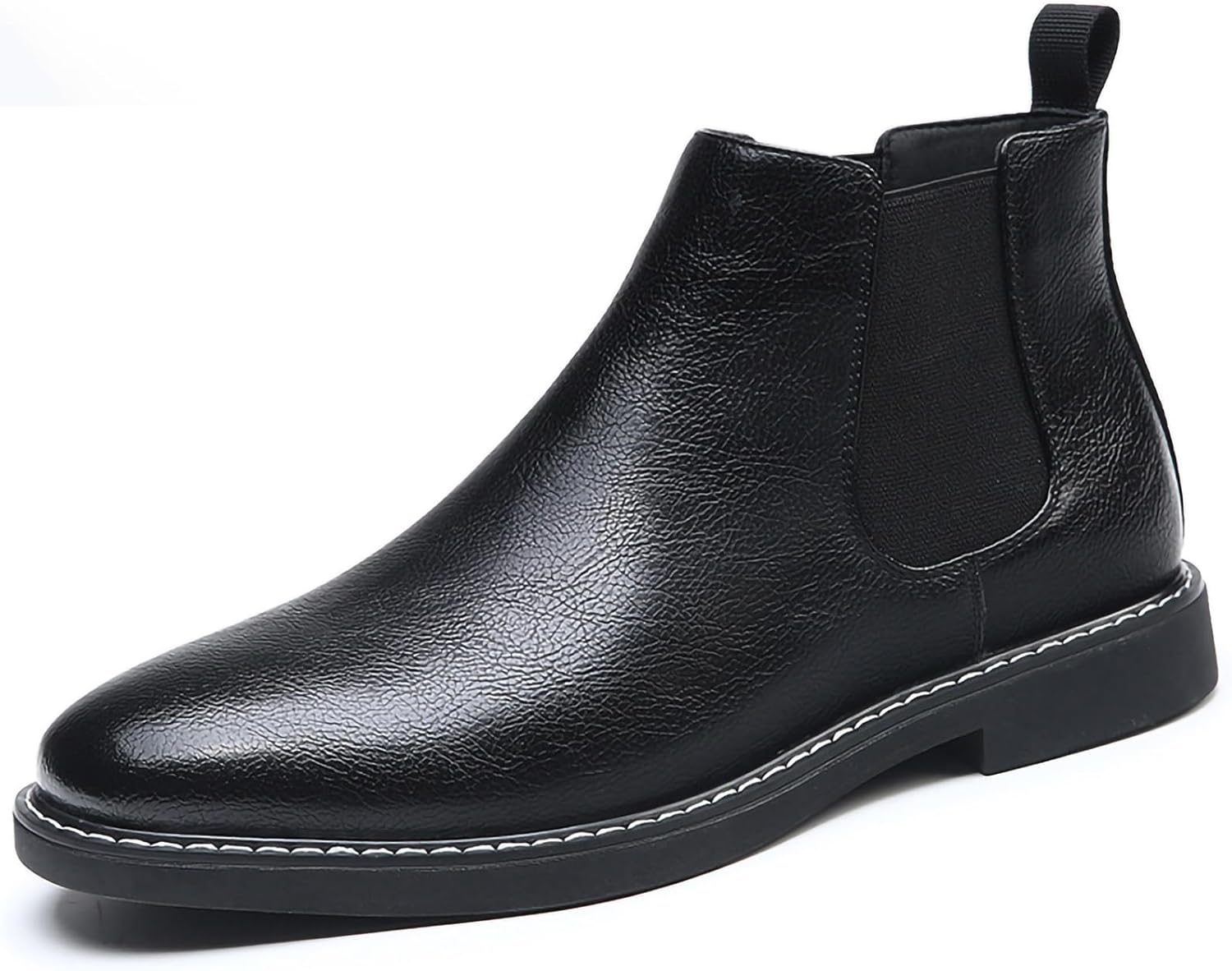 

Мужские ботинки челси, повседневные удобные ботинки без шнурков, классические ботильоны с круглым носком, из искусственной кожи, стильные высокие рабочие ботинки Generic, черный