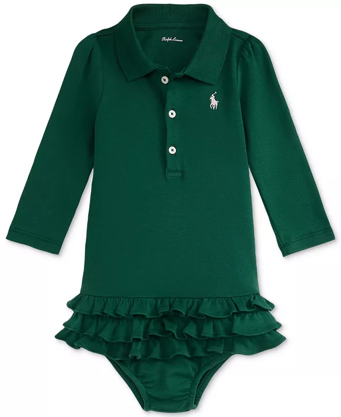 

Платье-поло с рюшами для девочек Polo Ralph Lauren, зеленый