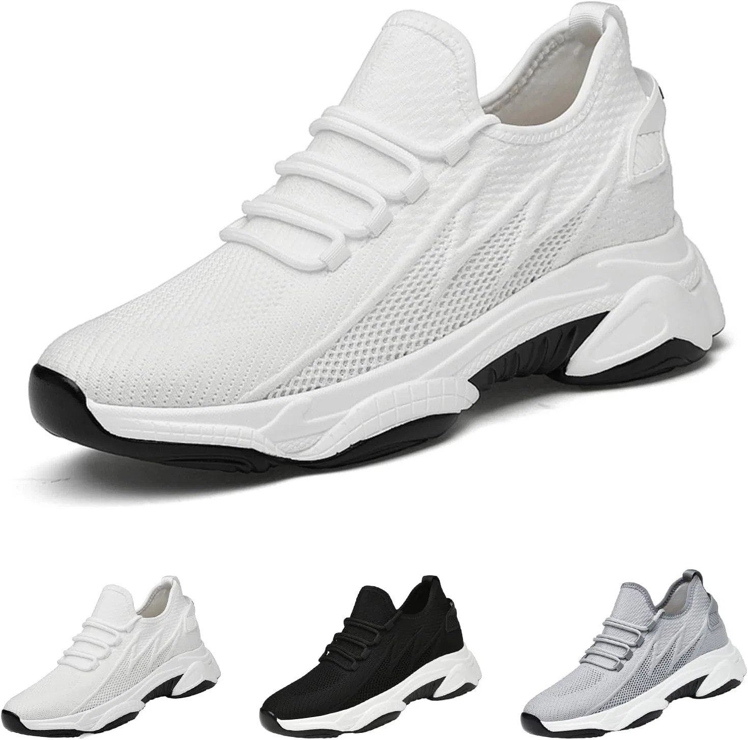 Кроссовки Elevate Shoes Men's Shoes with Increased Height 4-10 cm, Shoes The Larger Men 10 cm HItianya, White 10 Cm