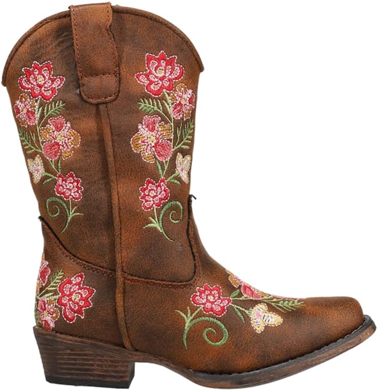 

Детские ботинки Roper для девочек Juliet с вышивкой, открытый носок, повседневные, средней длины - коричневые