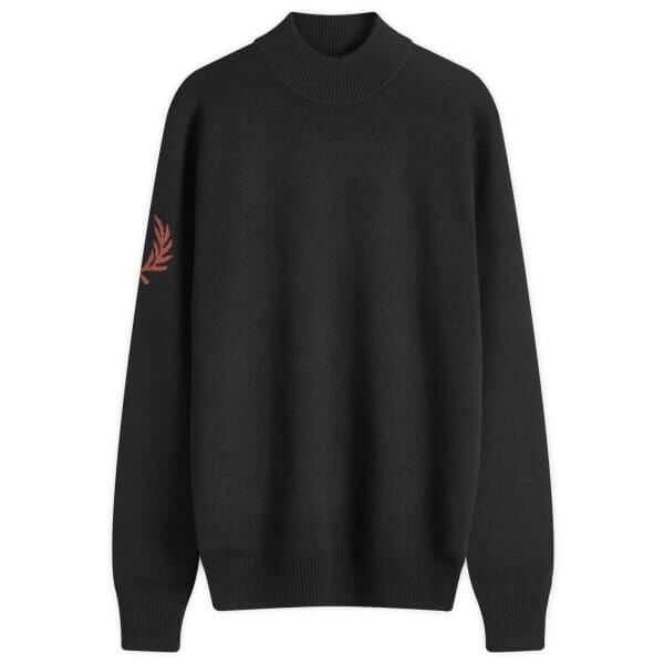 

Джемпер с воротником-стойкой и лавровым венком Fred Perry, черный
