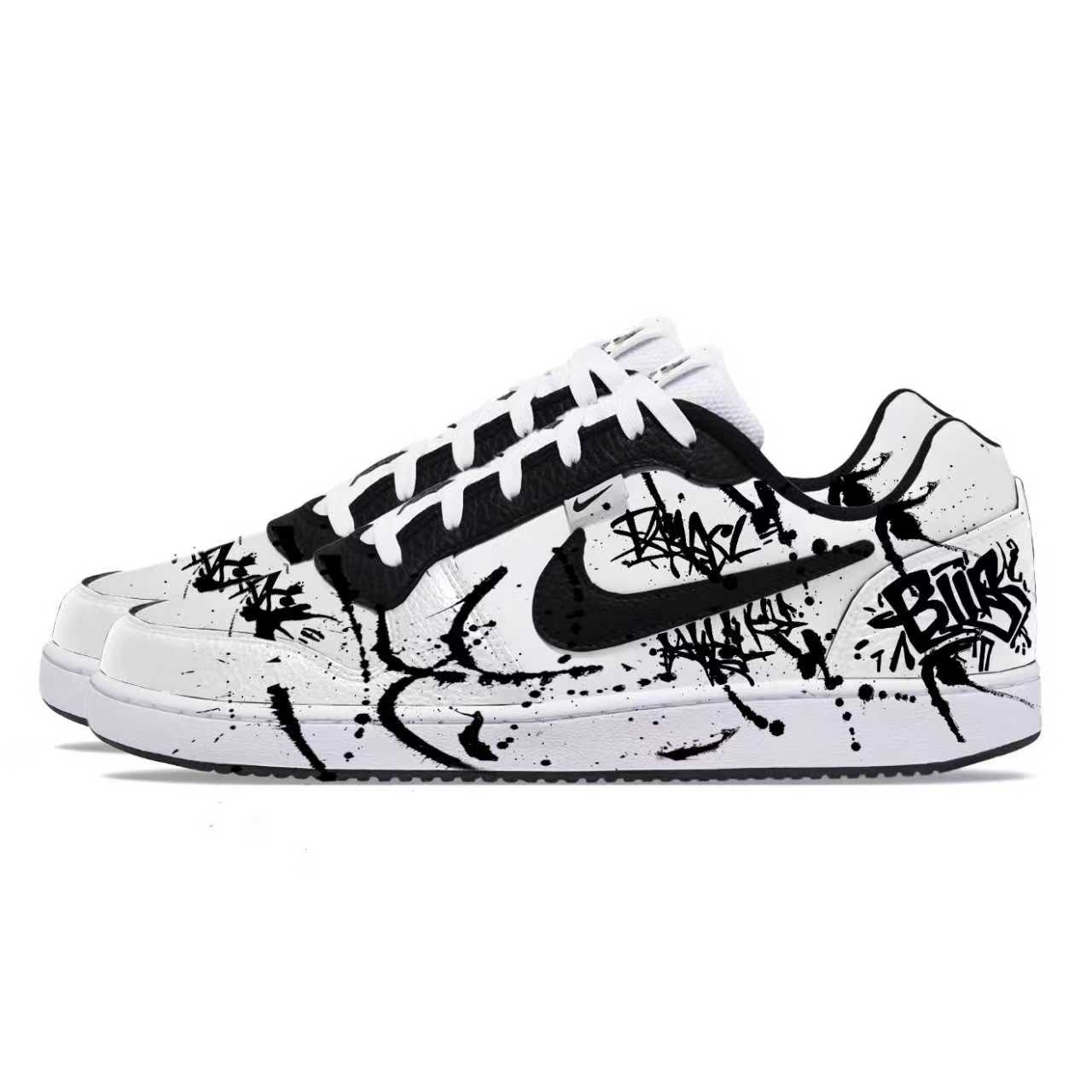 Nike EBERNON Graffiti Aesthetics Abrasion Resistant Slip Resistant Low top Skateboard Shoes мужские черно-белые — фото 4