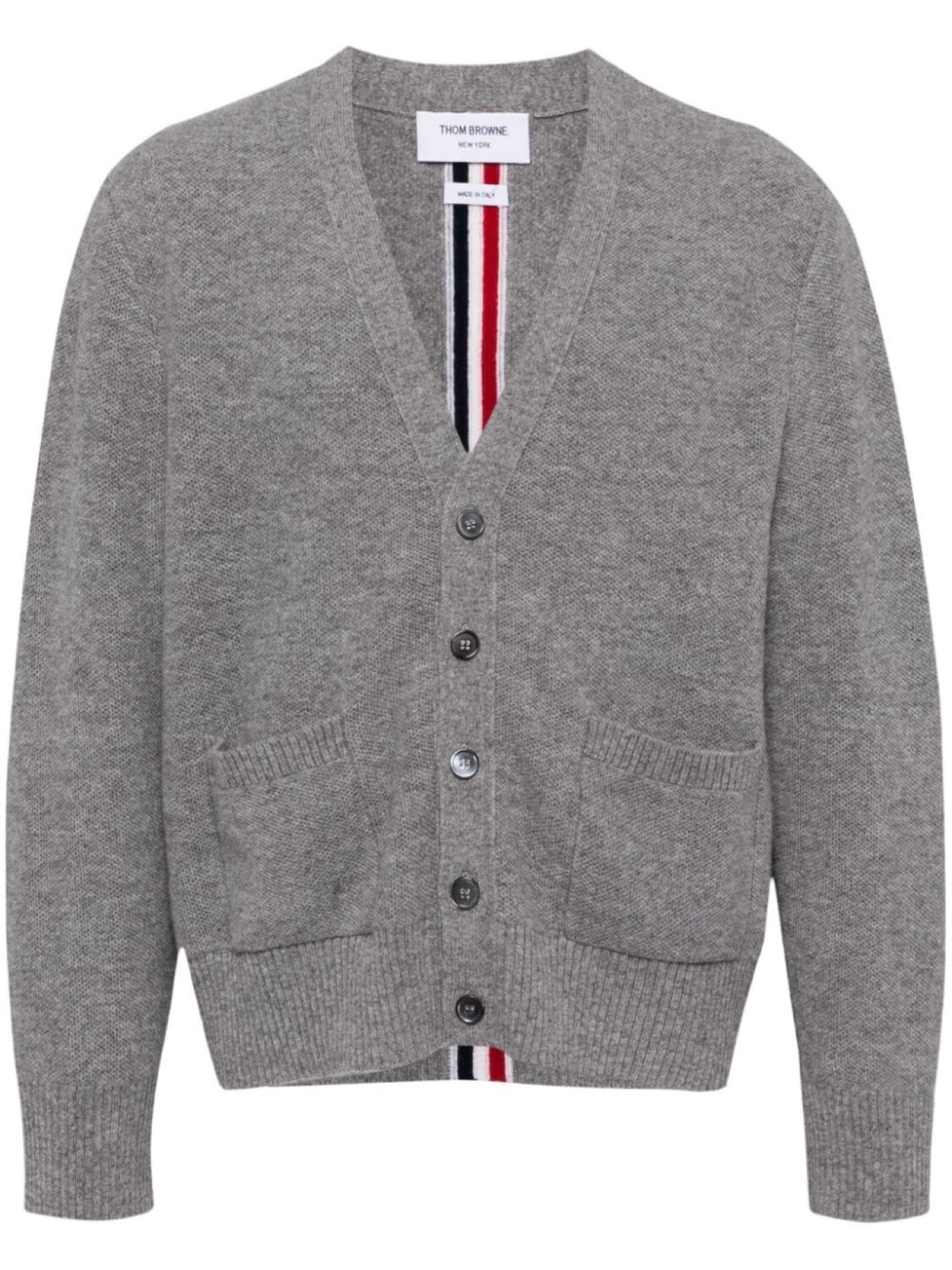 

Thom Browne кардиган из натуральной шерсти с полосатой отделкой, серый
